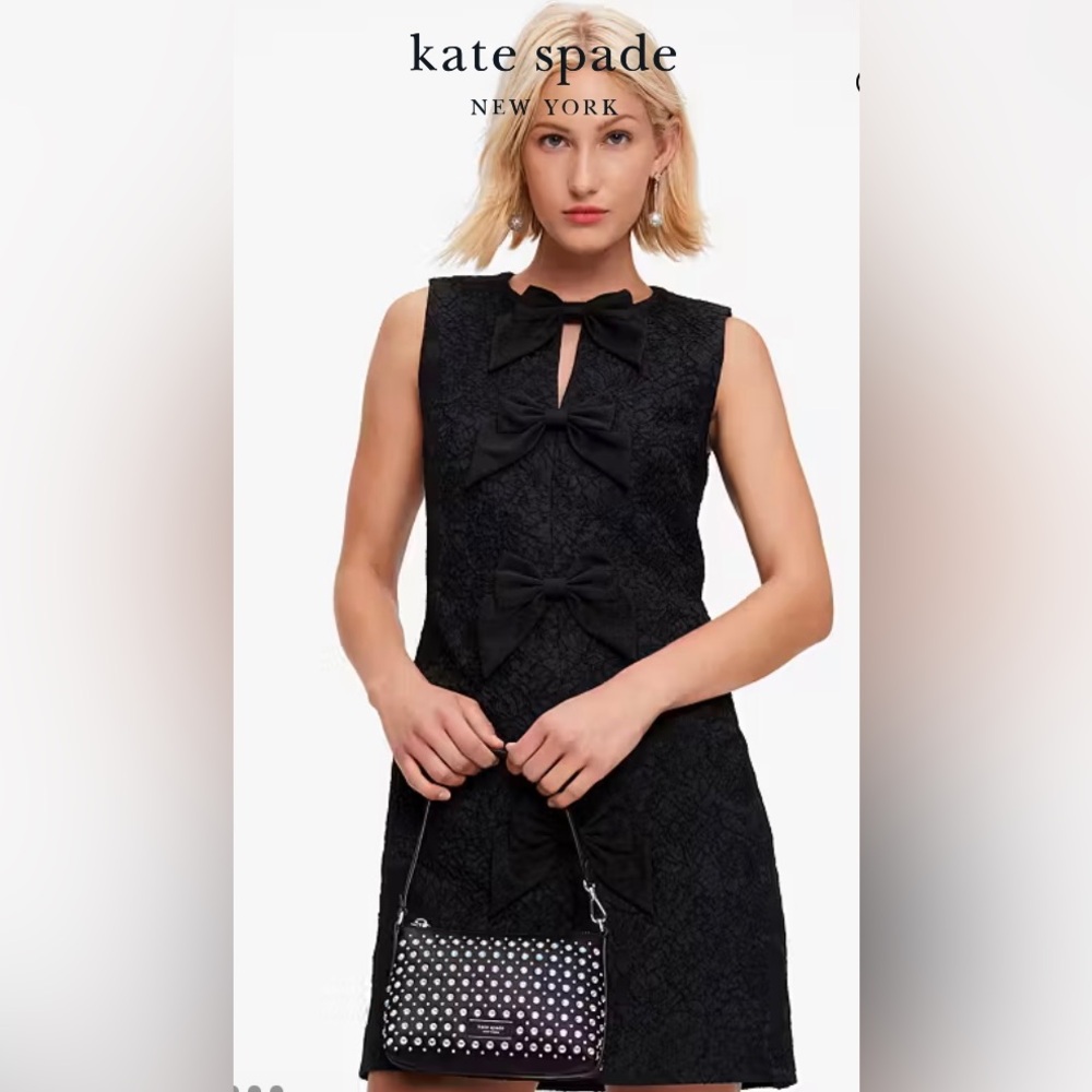 Kate Spade little black dress *Brocade Lace Bow cocktail, wedding guest, party*